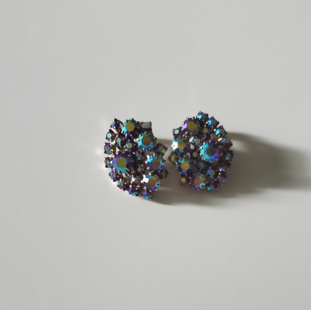 Vintage Aurora Borealis Style Clip Earrings
